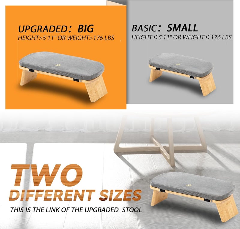 Estleys Meditation Bench, Bamboo Meditation Stool, Folding Kneeling Meditation Bench, Seiza Prayer Bench, Prayer Bench with Meditation Cushion, Kneeling Stool (Grey & Big) - Image 4